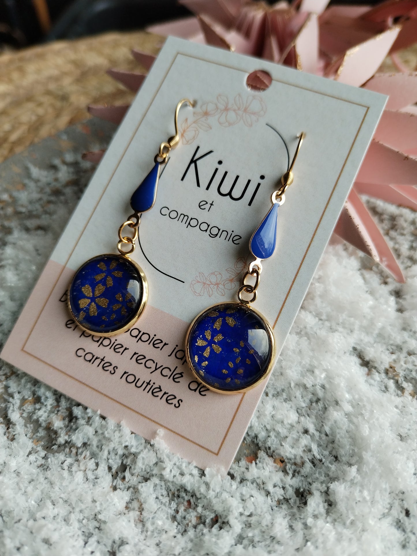 Boucles d'oreilles bleu marine