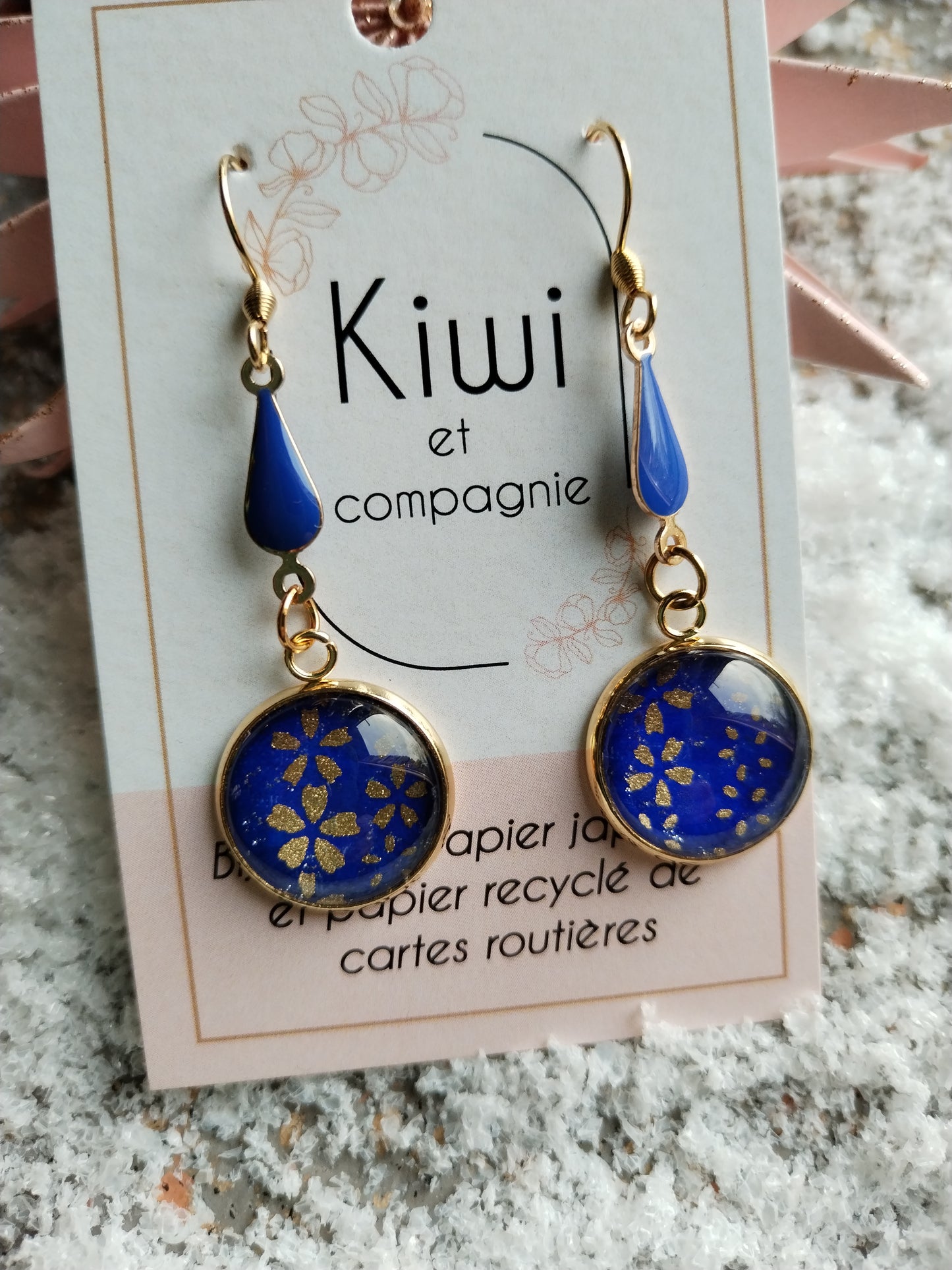 Boucles d'oreilles bleu marine